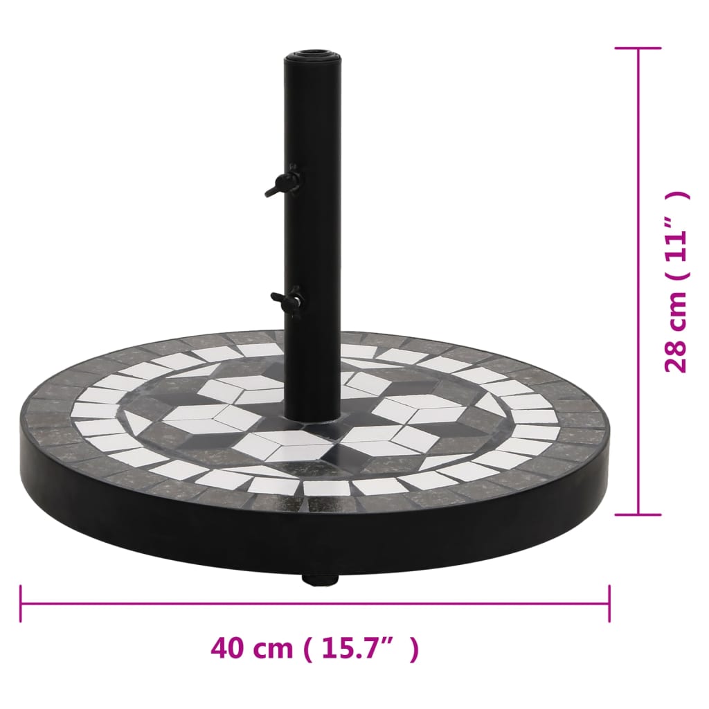 Base per Ombrellone Nero e Bianco Rotonda 12 kg | homemem39