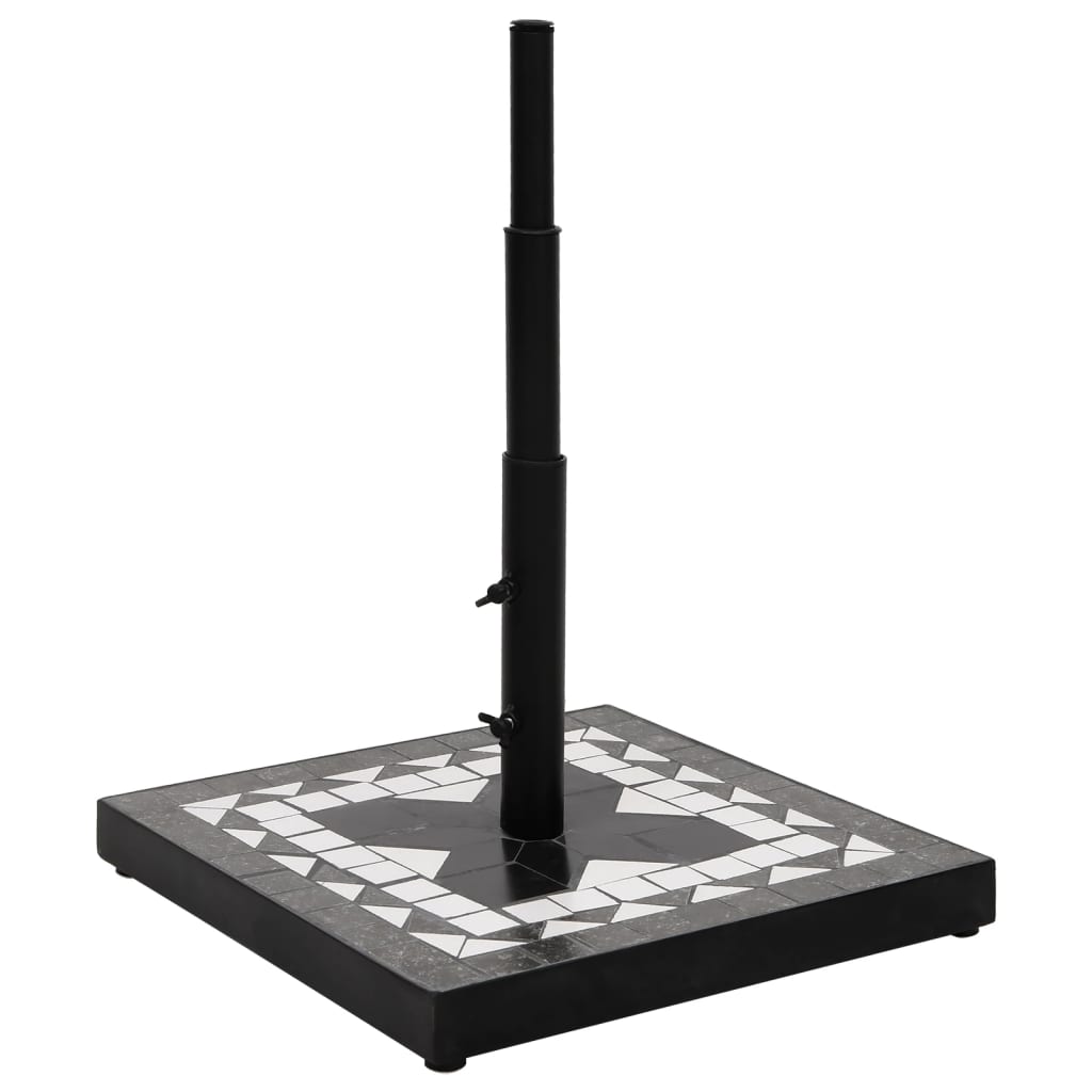 Base per Ombrellone Nero e Bianco Quadrata 12 kg | homemem39