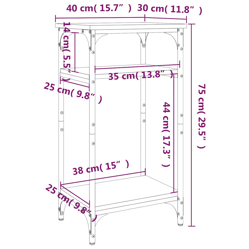Tavolino Nero 40x30x75 cm in Legno Multistrato | homemem39