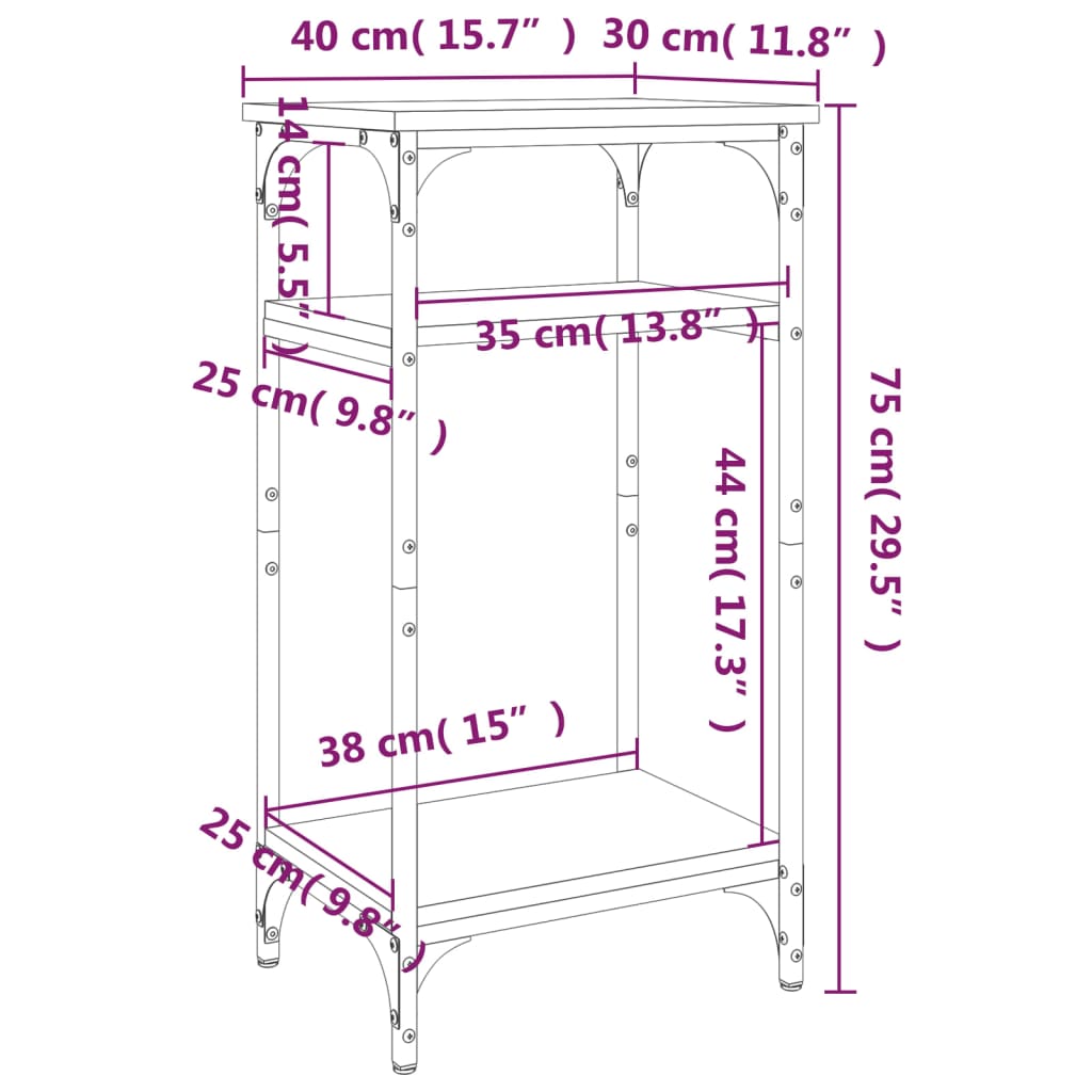Tavolino Rovere Sonoma 40x30x75 cm in Legno Multistrato | homemem39