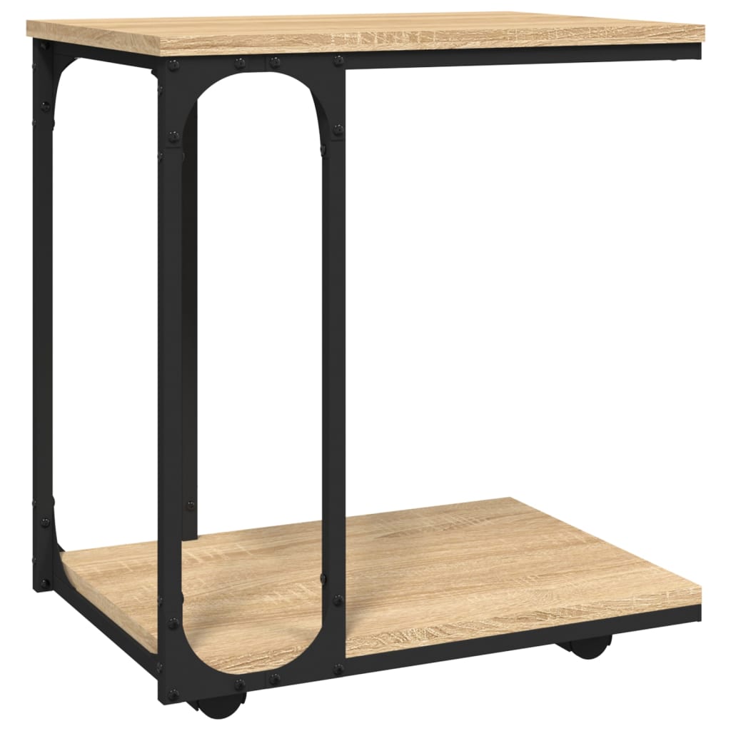 Tavolino con Ruote Rovere Sonoma 50x35x55,5cm Legno Multistrato