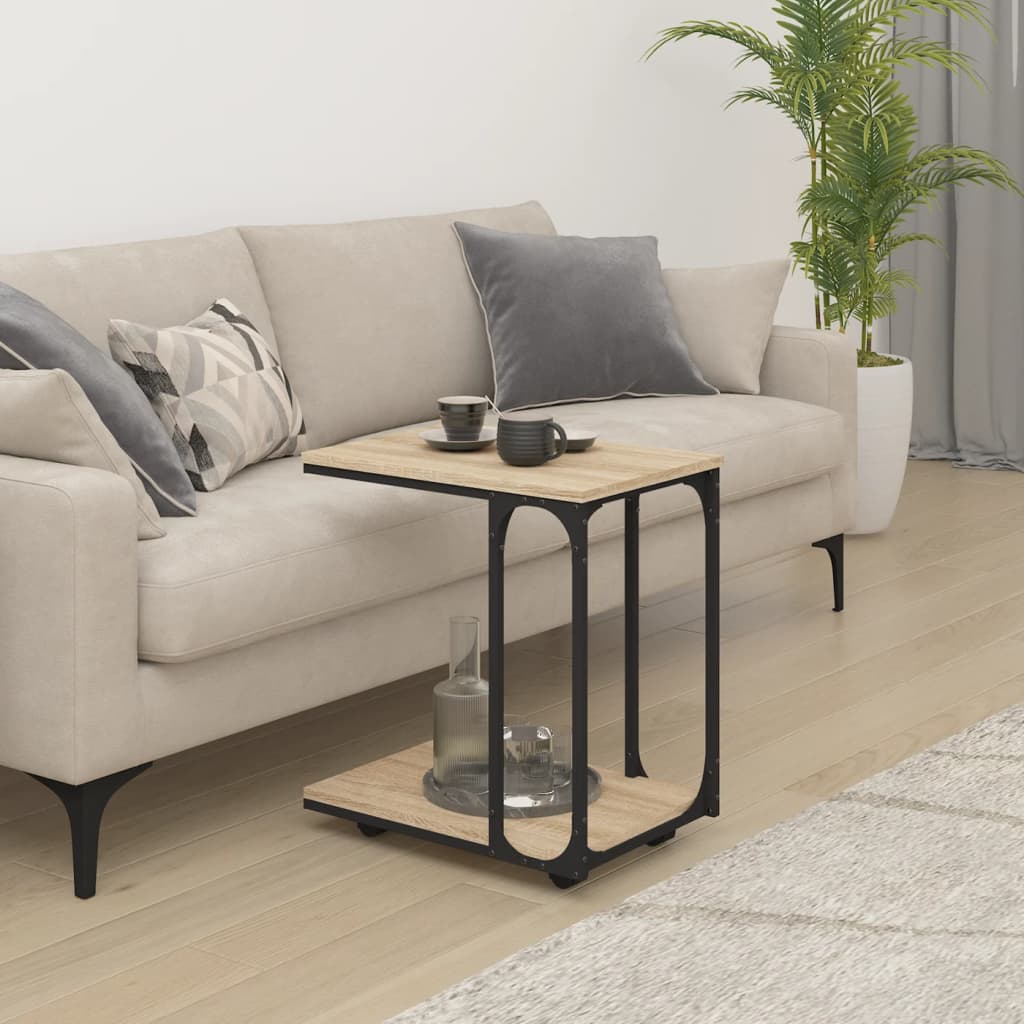 Tavolino con Ruote Rovere Sonoma 50x35x55,5cm Legno Multistrato - homemem39