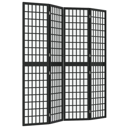Divisorio Pieghevole 4 Pannelli Stile Giapponese 160x170cm Nero - homemem39