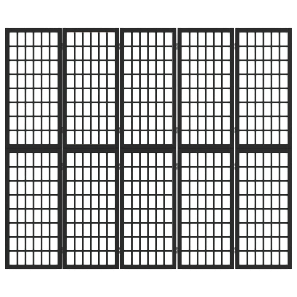 Divisorio Pieghevole 5 Pannelli Stile Giapponese 200x170cm Nero - homemem39