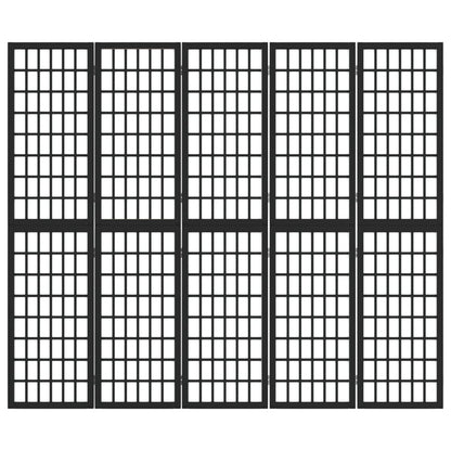 Divisorio Pieghevole 5 Pannelli Stile Giapponese 200x170cm Nero - homemem39
