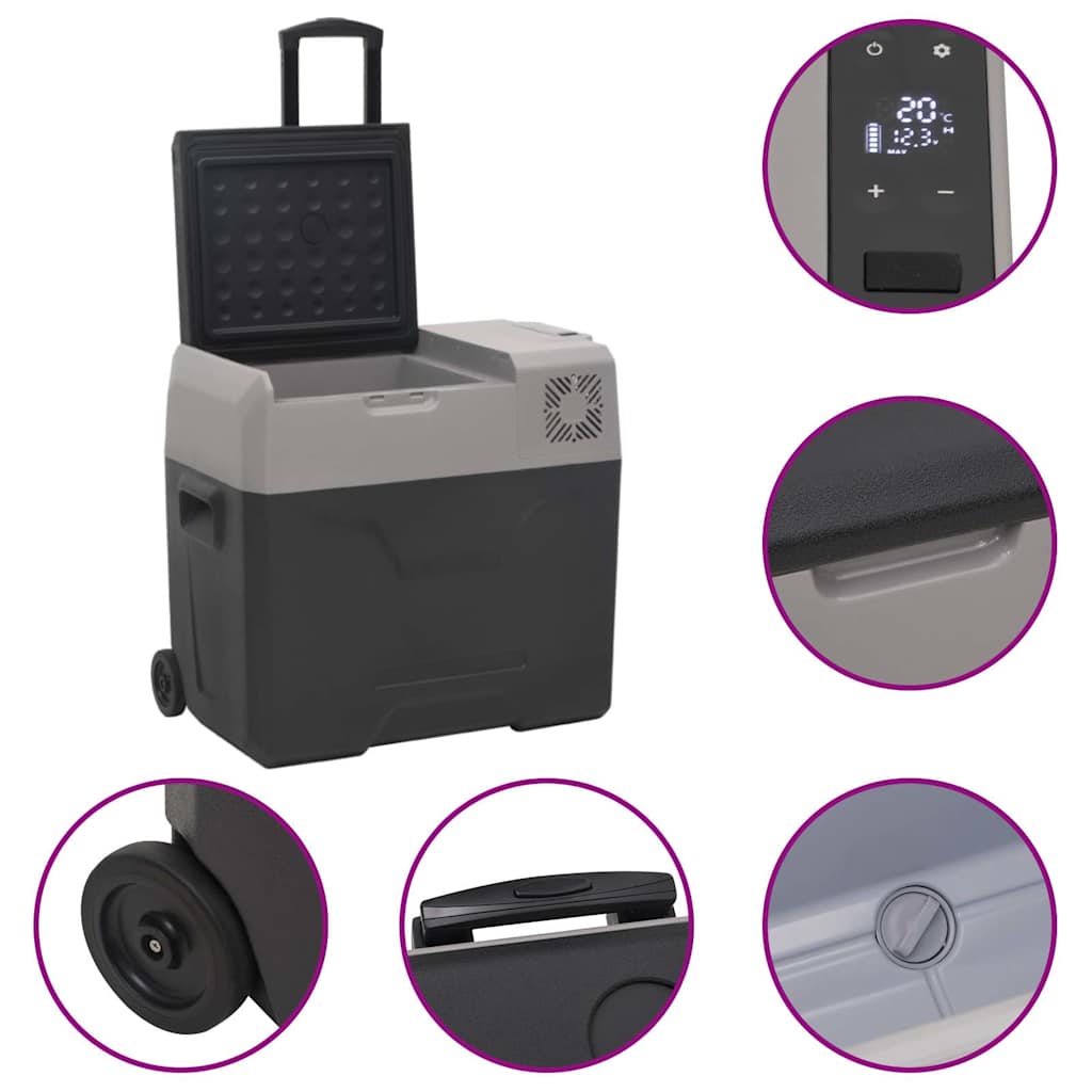 Borsa Frigo con Manico e Ruote Nera e Grigia 40 L Polipropilene | homemem39