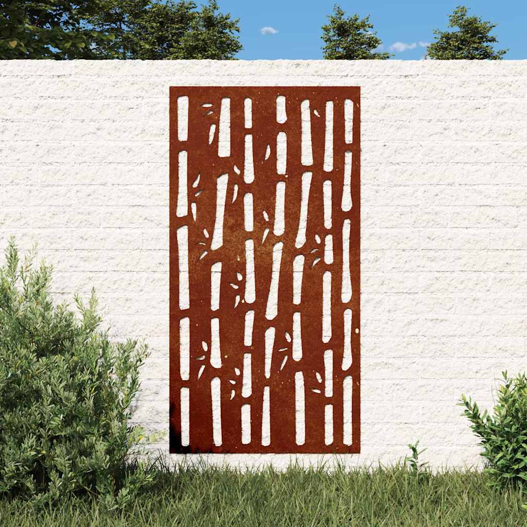 Decorazione Muro da Giardino 105x55 cm Bambù in Acciaio Corten | homemem39