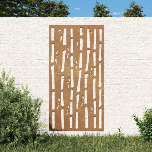 Decorazione Muro da Giardino 105x55 cm Bambù in Acciaio Corten