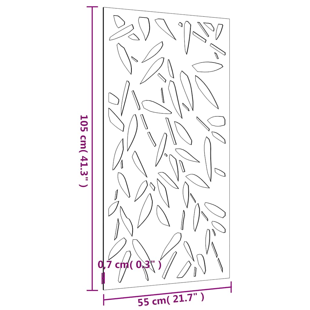 Decorazione Muro Giardino 105x55 cm Foglie Bambù Acciaio Corten | homemem39