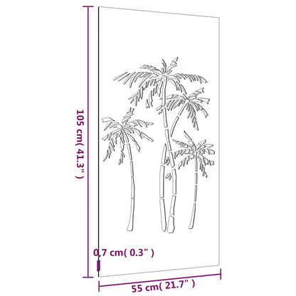 Decorazione Muro da Giardino 105x55 cm Palma in Acciaio Corten | homemem39