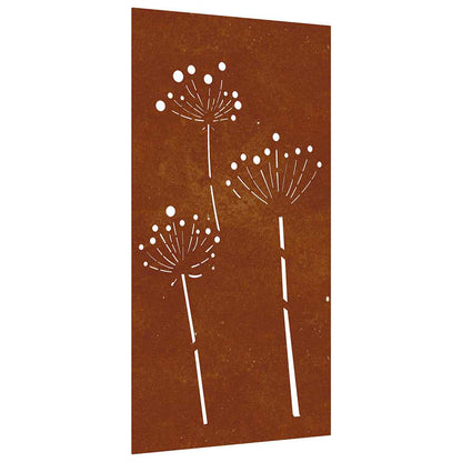 Decorazione Muro da Giardino 105x55 cm Fiore in Acciaio Corten | homemem39