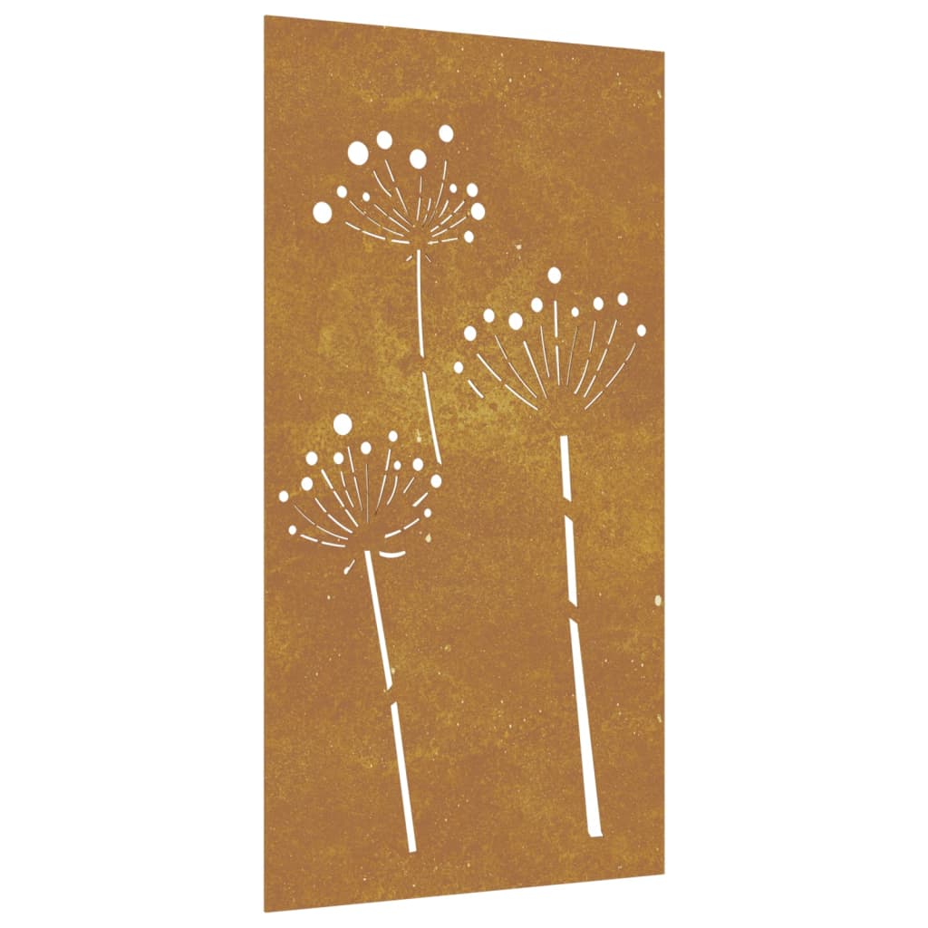 Decorazione Muro da Giardino 105x55 cm Fiore in Acciaio Corten - homemem39
