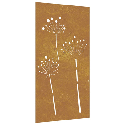 Decorazione Muro da Giardino 105x55 cm Fiore in Acciaio Corten - homemem39