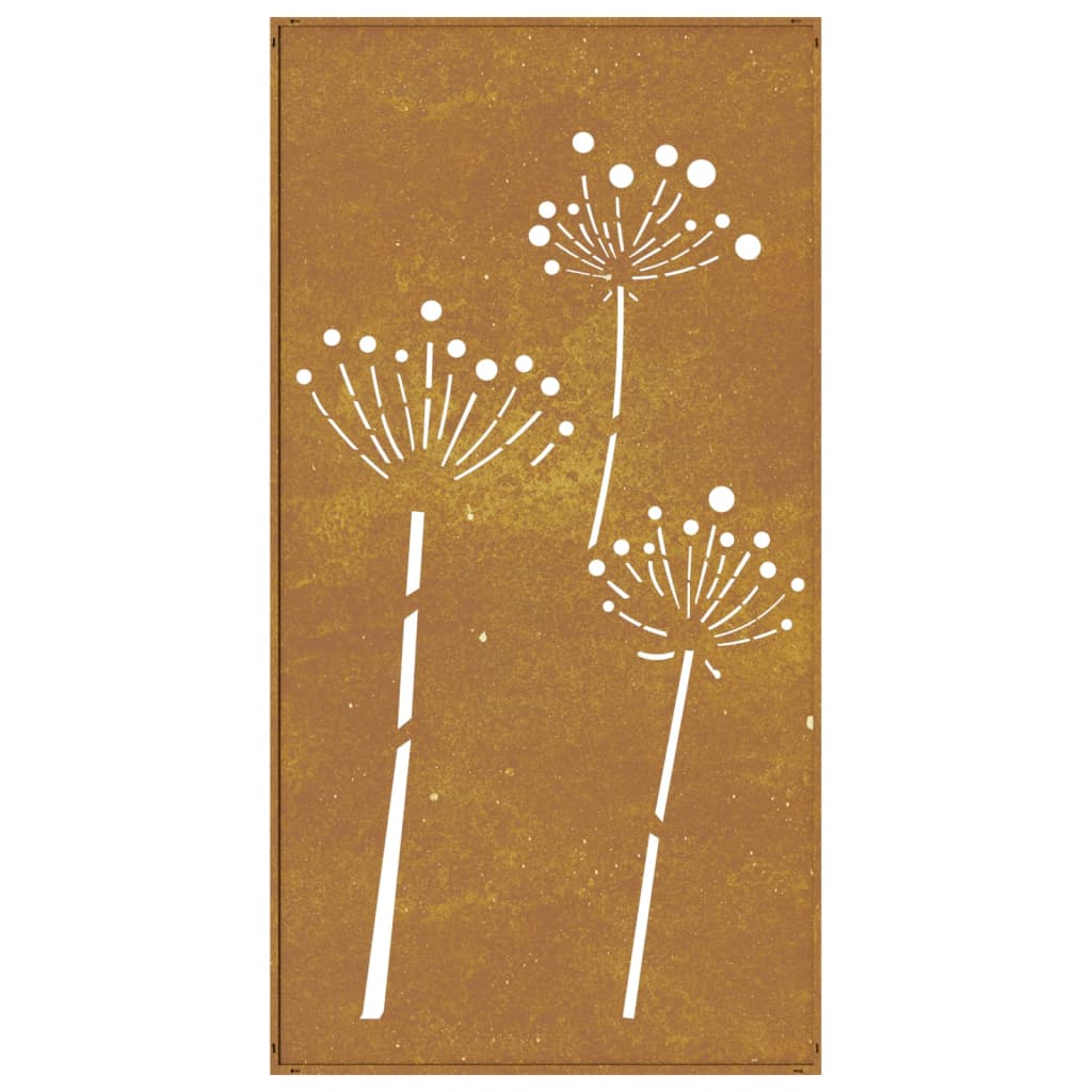 Decorazione Muro da Giardino 105x55 cm Fiore in Acciaio Corten - homemem39