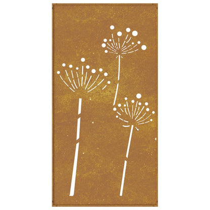 Decorazione Muro da Giardino 105x55 cm Fiore in Acciaio Corten - homemem39