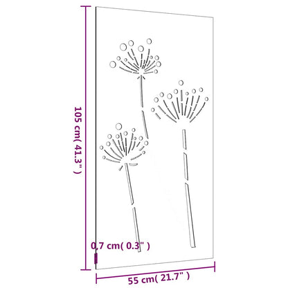 Decorazione Muro da Giardino 105x55 cm Fiore in Acciaio Corten | homemem39