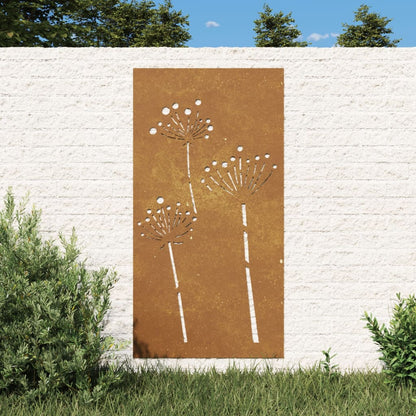 Decorazione Muro da Giardino 105x55 cm Fiore in Acciaio Corten - homemem39
