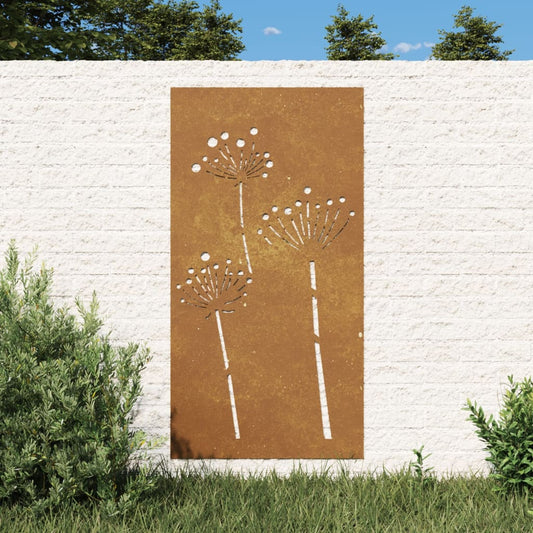 Decorazione Muro da Giardino 105x55 cm Fiore in Acciaio Corten - homemem39