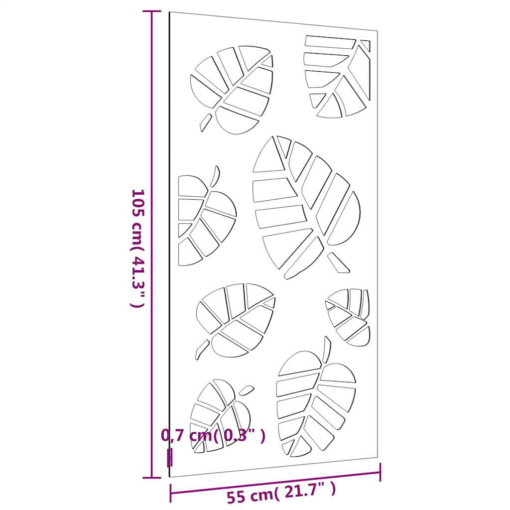 Decorazione Muro da Giardino 105x55 cm Foglia Acciaio Corten | homemem39