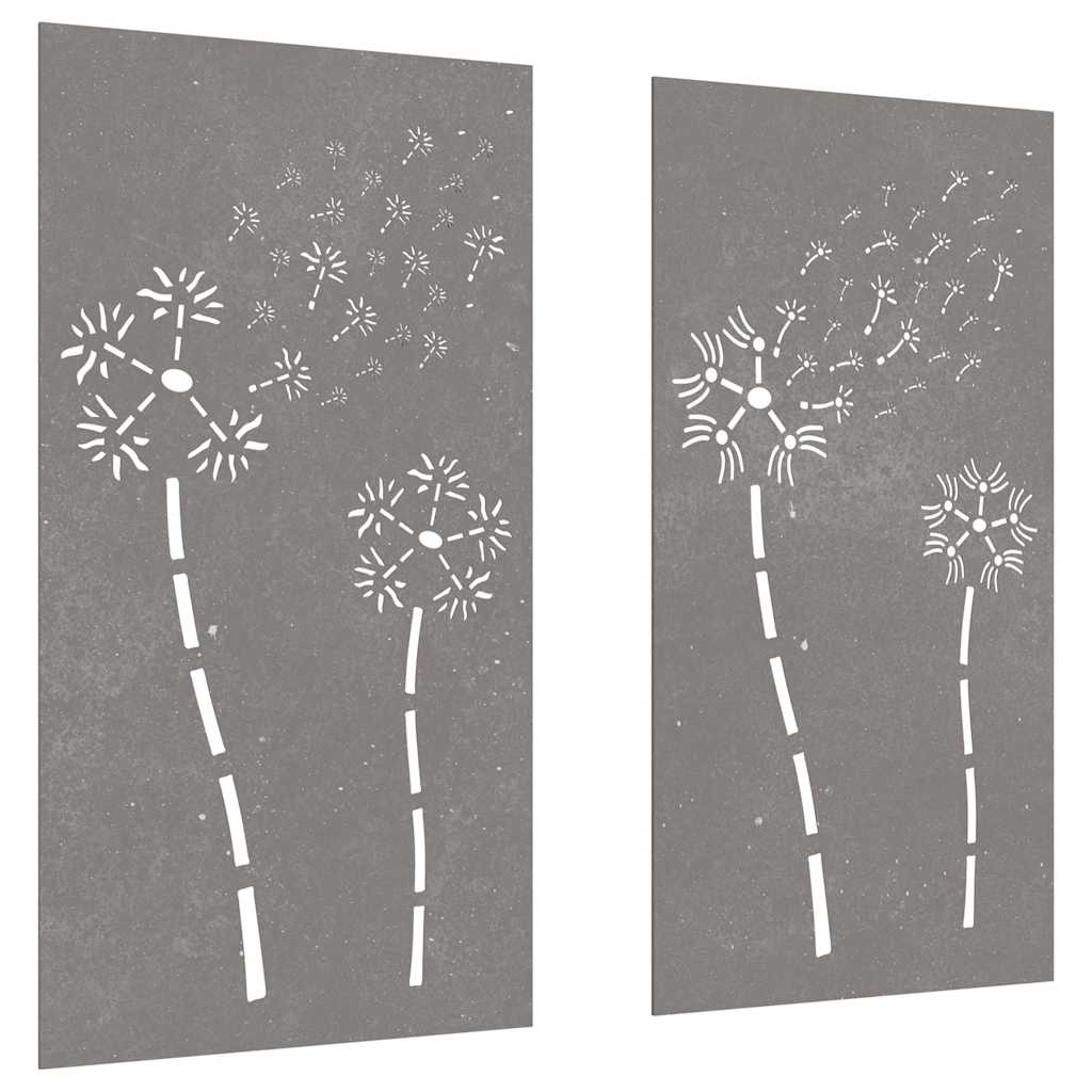 Decorazioni Muro da Giardino 2pz 105x55 cm Fiore Acciaio Corten | homemem39