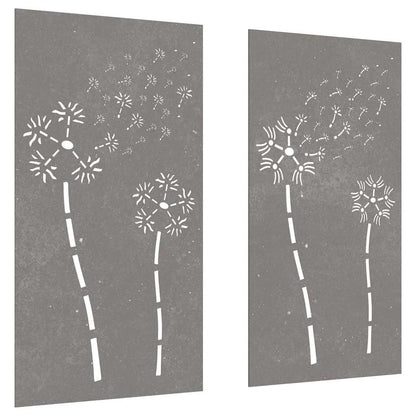 Decorazioni Muro da Giardino 2pz 105x55 cm Fiore Acciaio Corten | homemem39