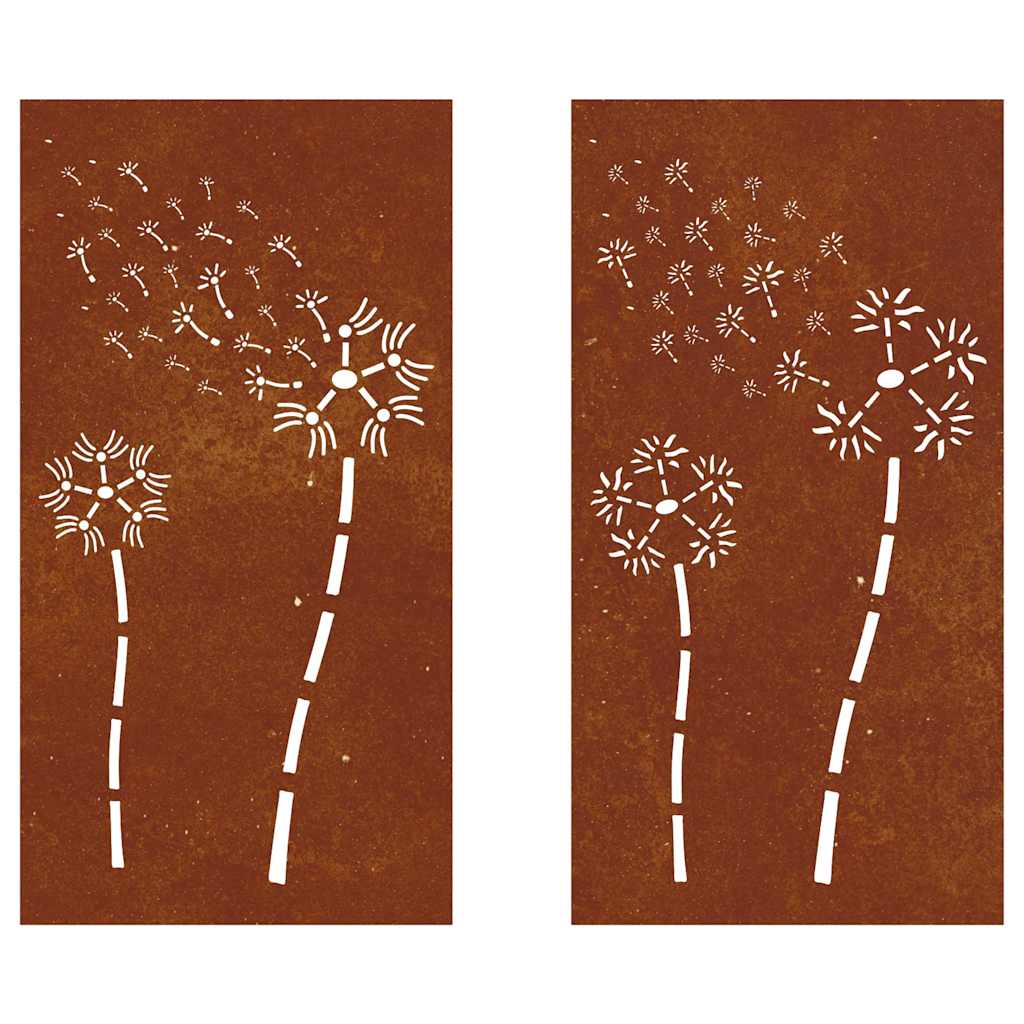 Decorazioni Muro da Giardino 2pz 105x55 cm Fiore Acciaio Corten | homemem39