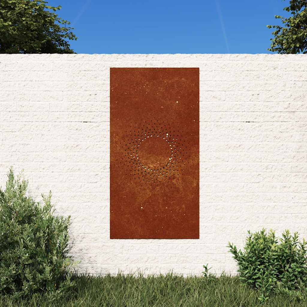 Decorazione Muro da Giardino 105x55 cm Sole in Acciaio Corten | homemem39