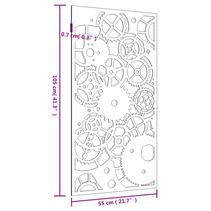 Decorazione Muro Giardino 105x55 cm Ingranaggio Acciaio Corten - homemem39