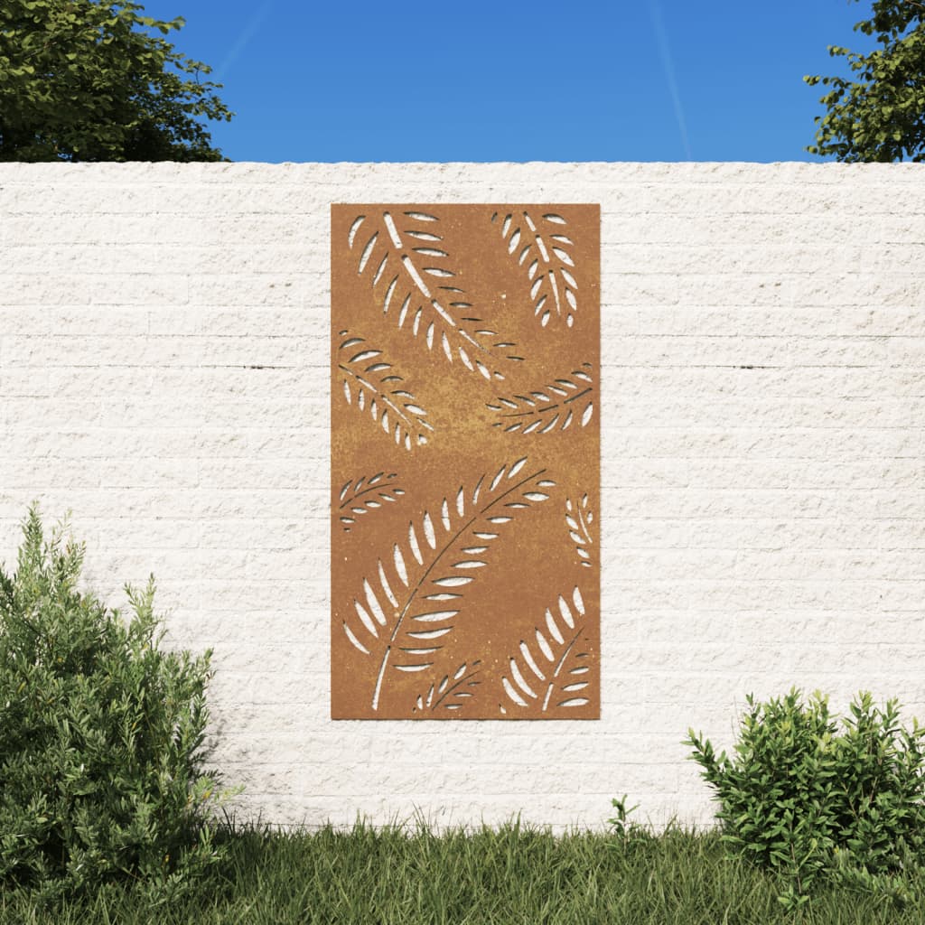 Decorazione Muro da Giardino 105x55 cm Foglia Acciaio Corten - homemem39