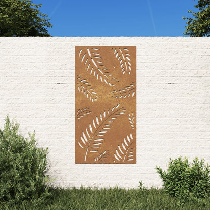 Decorazione Muro da Giardino 105x55 cm Foglia Acciaio Corten - homemem39