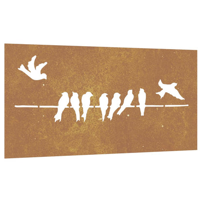 Decorazione Muro da Giardino 105x55 cm Uccello Acciaio Corten - homemem39