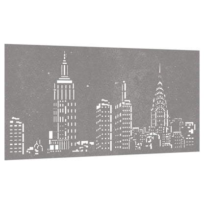 Decorazione Muro da Giardino 105x55cm Skyline in Acciaio Corten - homemem39