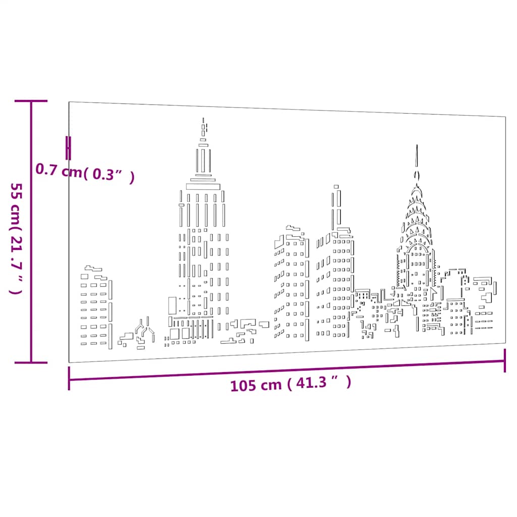 Decorazione Muro da Giardino 105x55cm Skyline in Acciaio Corten | homemem39