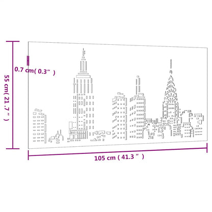 Decorazione Muro da Giardino 105x55cm Skyline in Acciaio Corten | homemem39