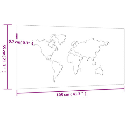 Decorazione Muro Giardino 105x55 cm Mappa Mondo Acciaio Corten | homemem39