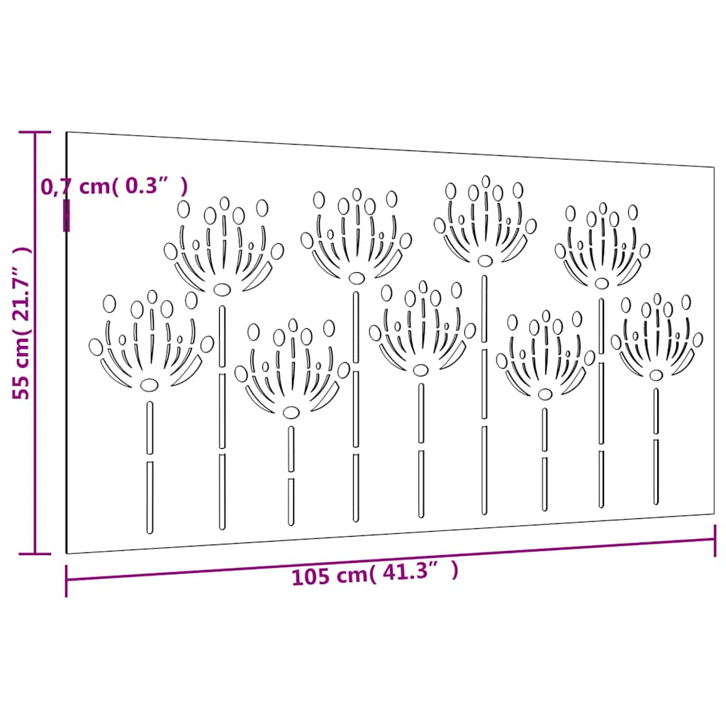 Decorazione Muro da Giardino 105x55 cm Fiore in Acciaio Corten | homemem39