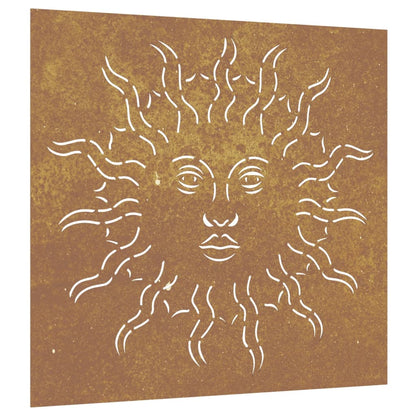 Decorazione Muro da Giardino 55x55 cm Sole in Acciaio Corten - homemem39