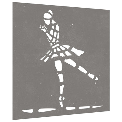 Decorazione Muro Giardino 55x55 cm Ballerina in Acciaio Corten - homemem39