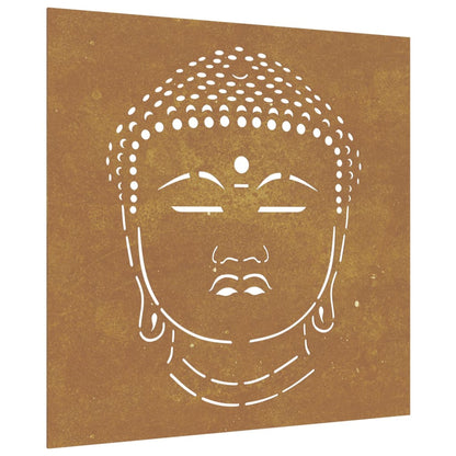 Decorazione Muro Giardino 55x55 cm Testa Buddha Acciaio Corten - homemem39