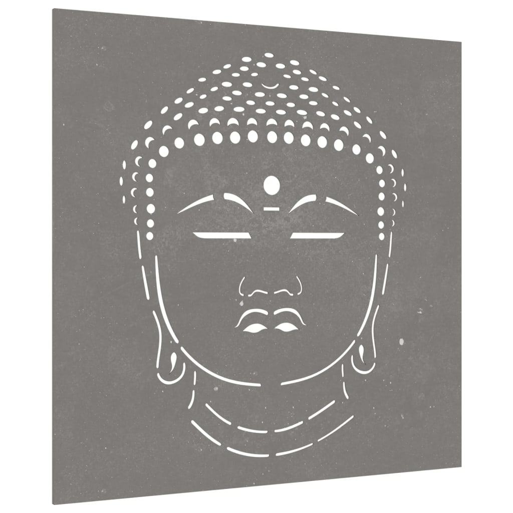 Decorazione Muro Giardino 55x55 cm Testa Buddha Acciaio Corten - homemem39