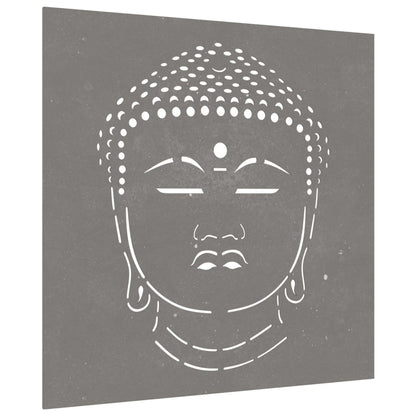Decorazione Muro Giardino 55x55 cm Testa Buddha Acciaio Corten - homemem39