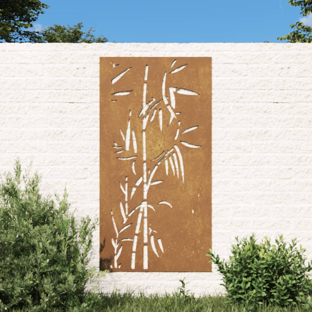Decorazione Muro da Giardino 105x55 cm Bambù in Acciaio Corten - homemem39