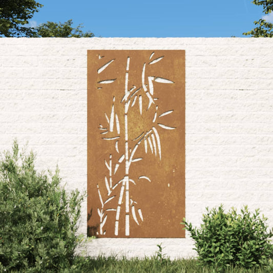 Decorazione Muro da Giardino 105x55 cm Bambù in Acciaio Corten - homemem39