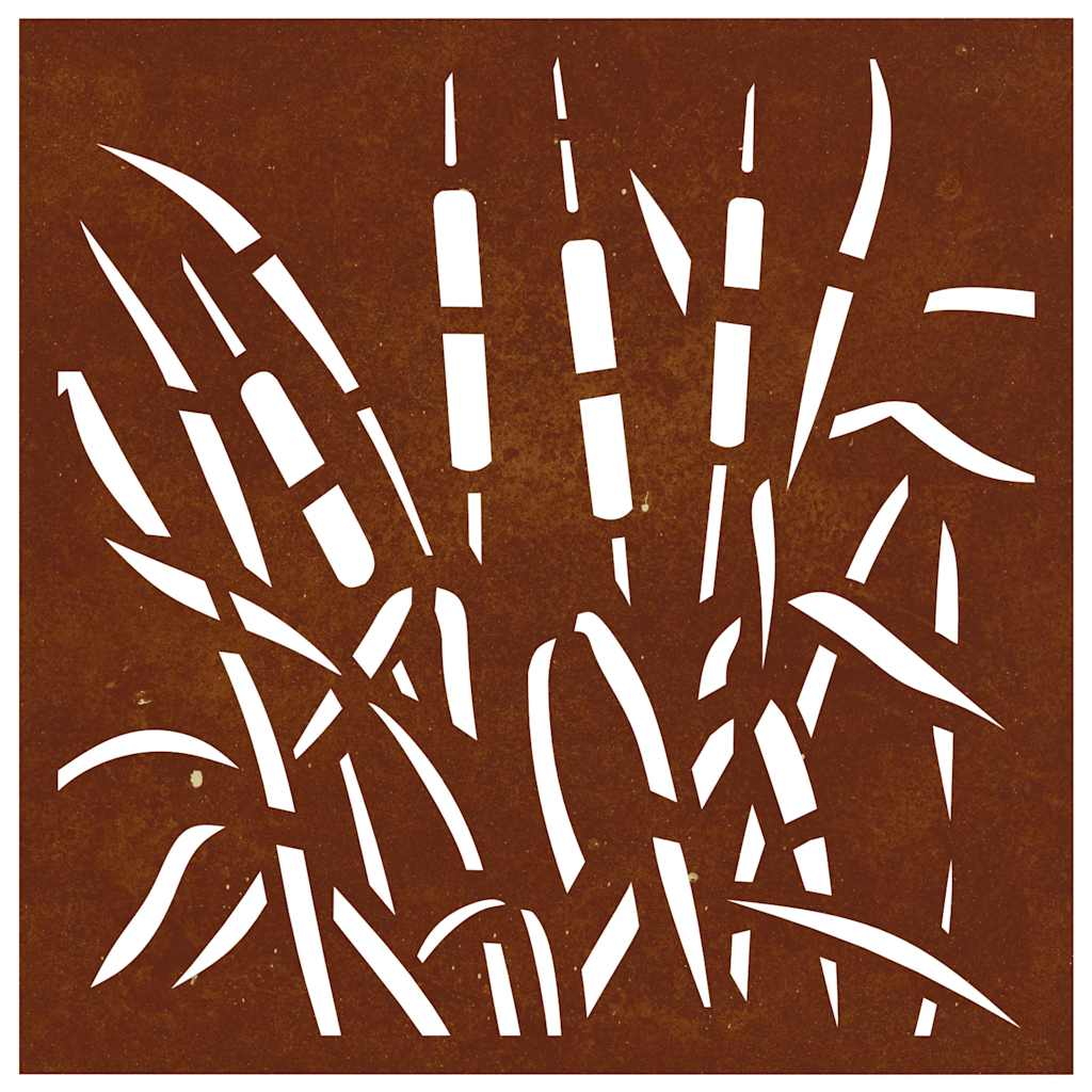 Decorazione Muro da Giardino 55x55 cm Erba in Acciaio Corten | homemem39