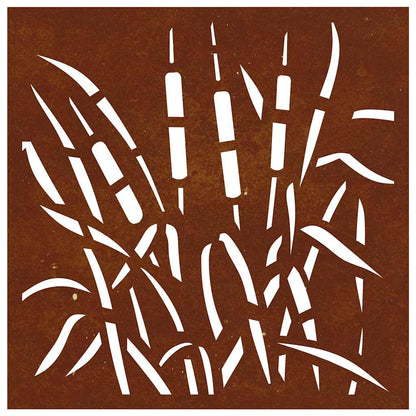 Decorazione Muro da Giardino 55x55 cm Erba in Acciaio Corten | homemem39