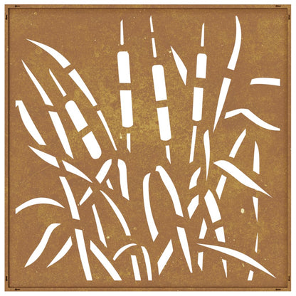 Decorazione Muro da Giardino 55x55 cm Erba in Acciaio Corten - homemem39
