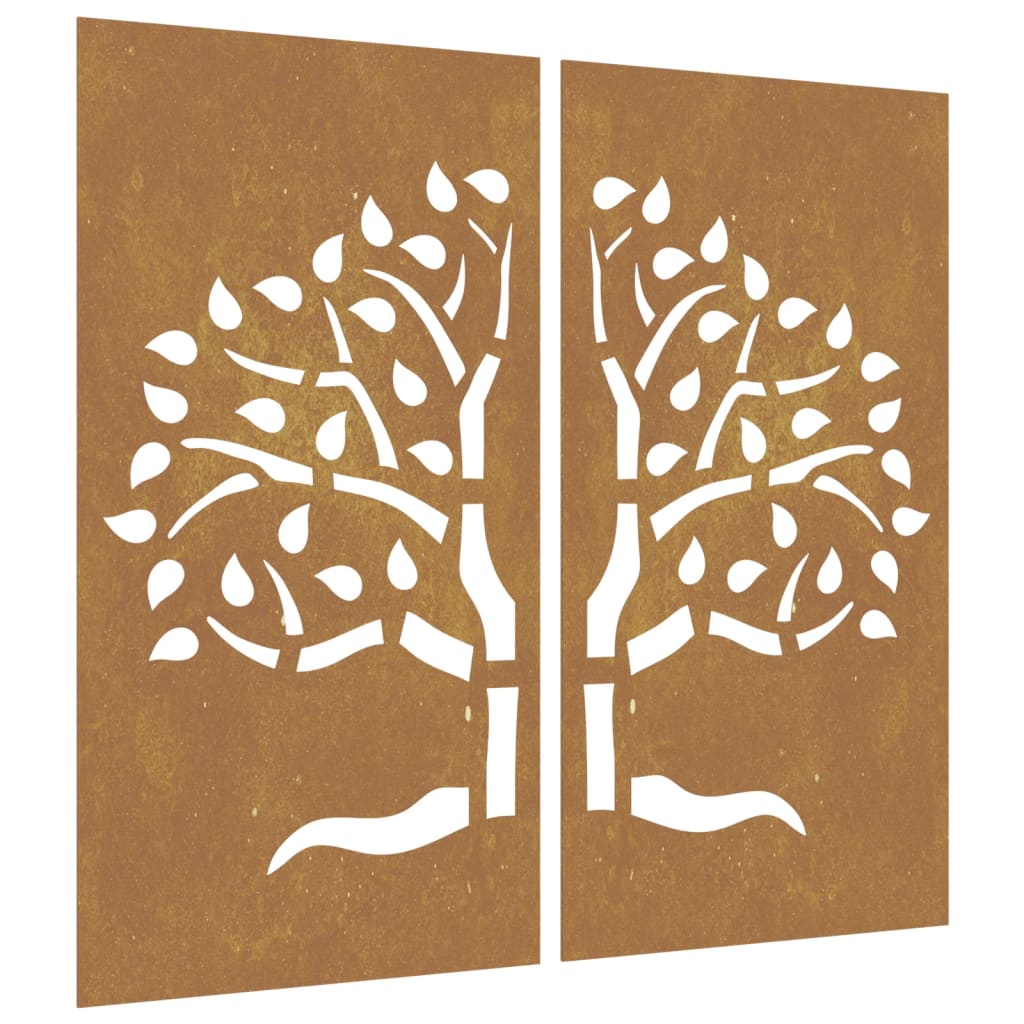 Decorazioni Muro Giardino 2 pz 105x55 cm Albero Acciaio Corten - homemem39