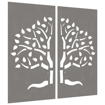 Decorazioni Muro Giardino 2 pz 105x55 cm Albero Acciaio Corten - homemem39