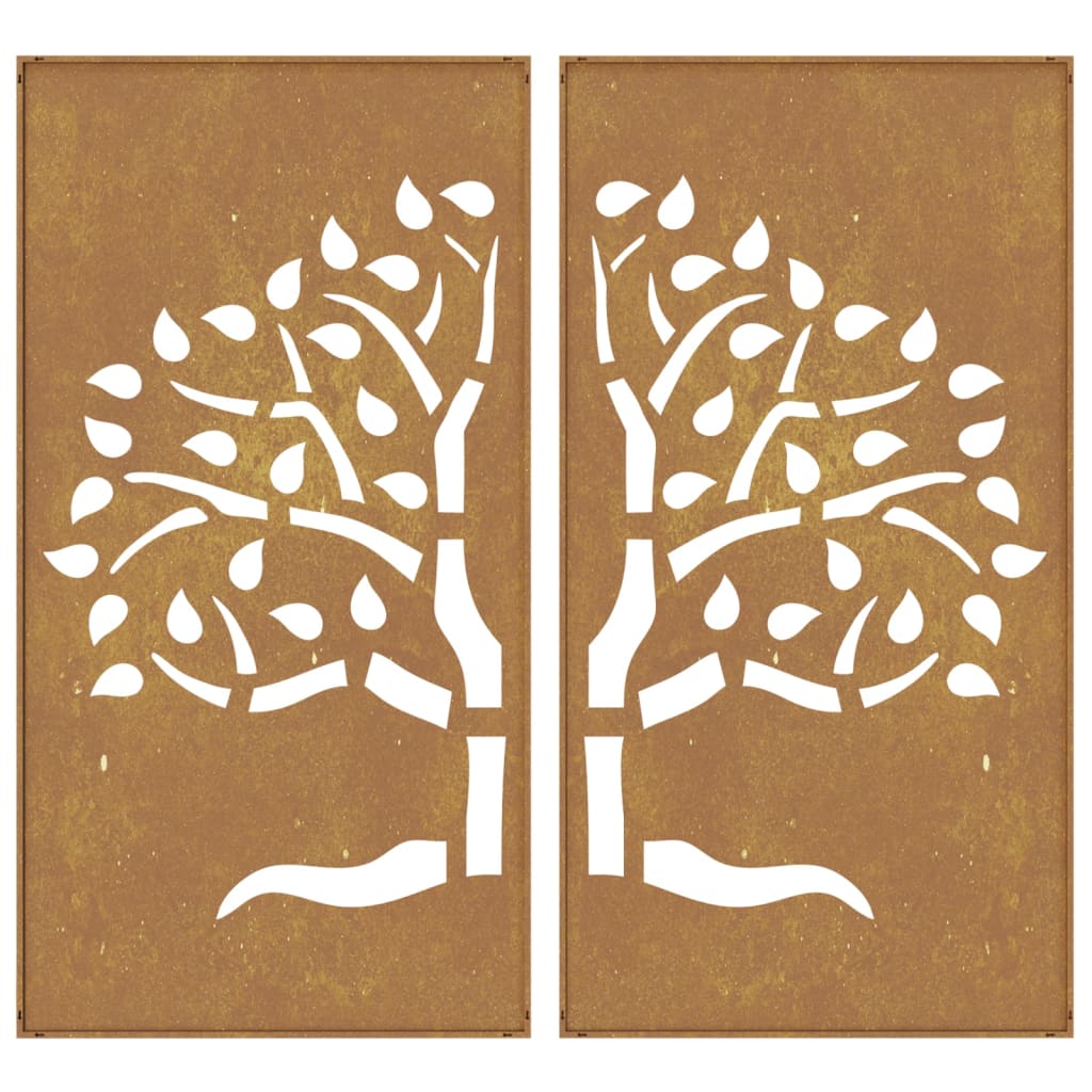 Decorazioni Muro Giardino 2 pz 105x55 cm Albero Acciaio Corten - homemem39
