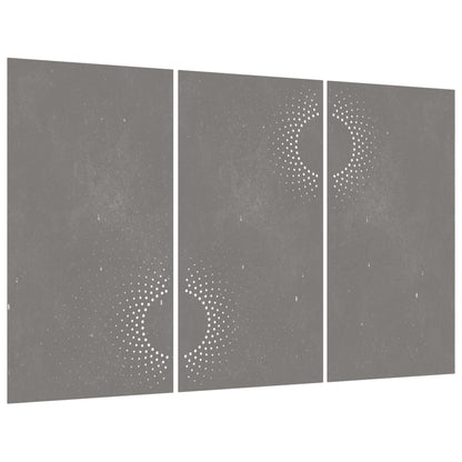Decorazioni Muro da Giardino 3 pz 105x55 cm Sole Acciaio Corten